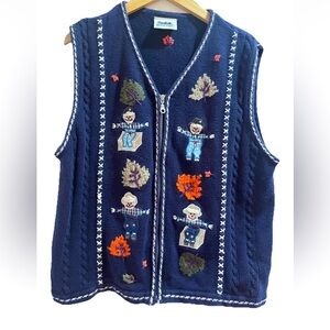Northern Reflections Vintage Sweater Vest Thanksgiving Fall Large